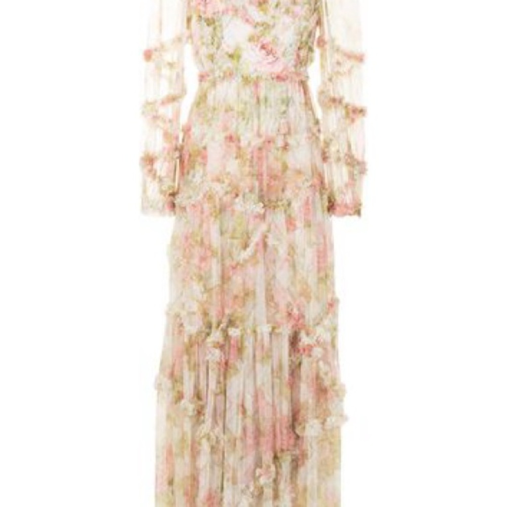 Needle & Thread Harlequin Rose ruffle gown